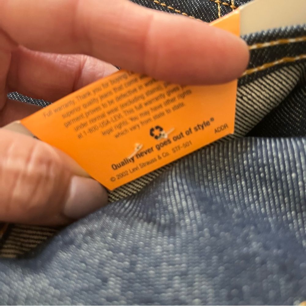 NWT 2002 Levi’s 501 Shrink to Fit Dead Stock Jeans 32 x 34 LAST ONE! - Picture 11 of 12